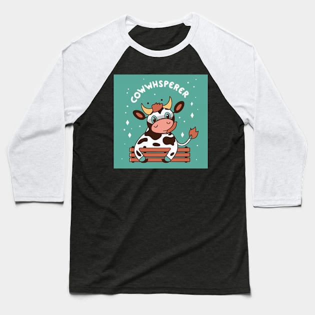 Cute Cow Baseball T-Shirt by Spaceboyishere